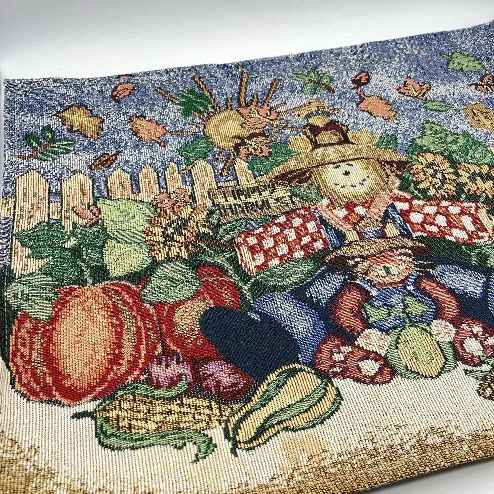 Vintage Tapestry Cotton Happy Harvest Placemats - Set Of 6
